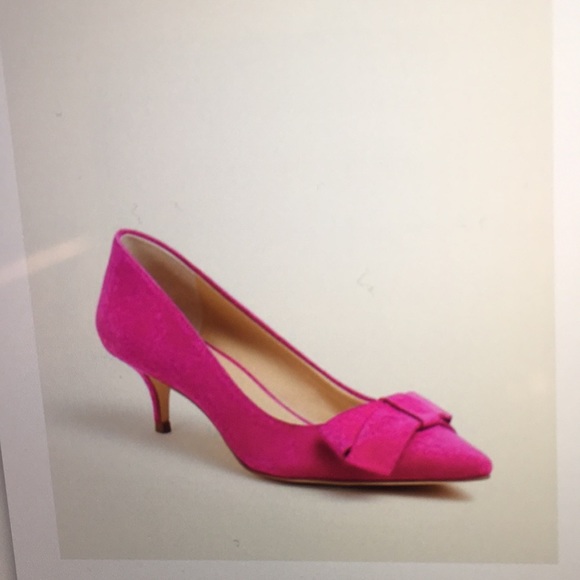 Reese Suede Bow Heels 👠,Suede Leather, Magenta/Fussia/Pink - Picture 7 of 7